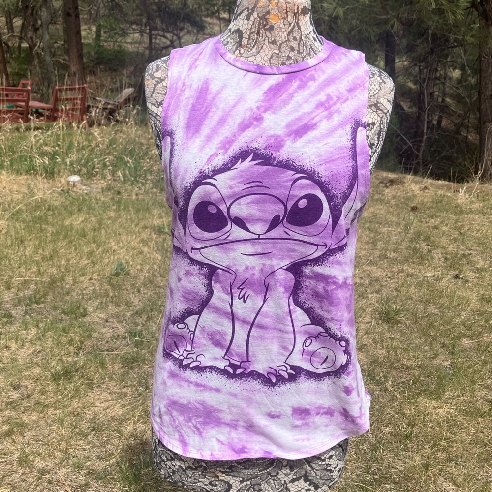 Purple Tie-Dye Stitch Tank-Top. Size S